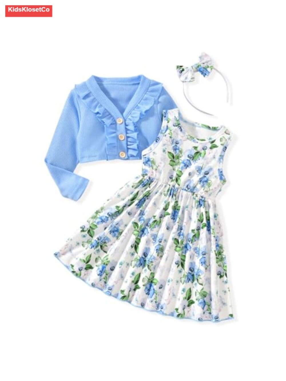 Toddler Girls Floral Dress and Cardigan Set 2 Piece Sleeveless Dress Long